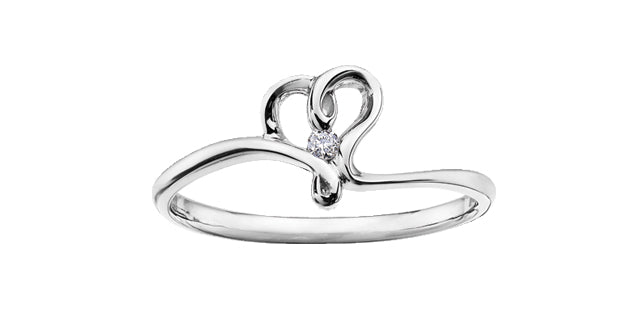 0.02 ct T.W. Canadian Diamond Heart Knot White Gold Ladies Ring