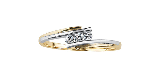 0.10 ct T.W. 3-Stone Tension Yellow Gold Ladies Band