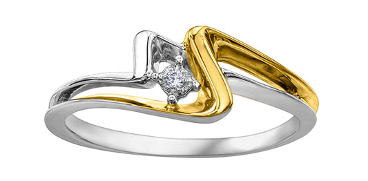 Diamond Accent Bypass Two Tone Gold Ladies Ring