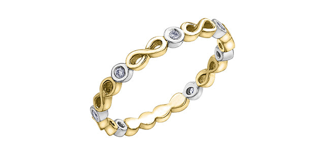 0.05 ct T.W. Diamond Yellow Gold Infinity Ring Stack