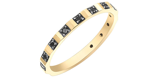 0.15 ct T.W. Black Diamond Gold Ring Stack