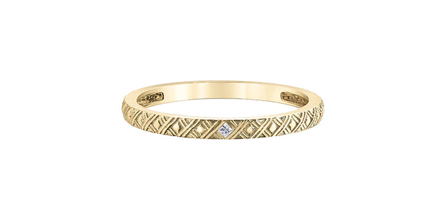 Diamond Accent Yellow Gold Ring Stack