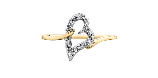 0.08 ct T.W. Titlted Heart Two Tone Gold Ladies Ring