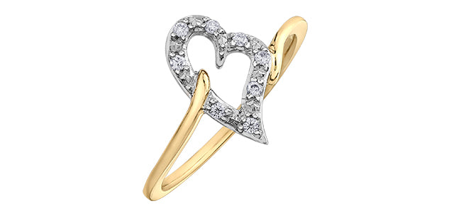 0.08 ct T.W. Titlted Heart Two Tone Gold Ladies Ring