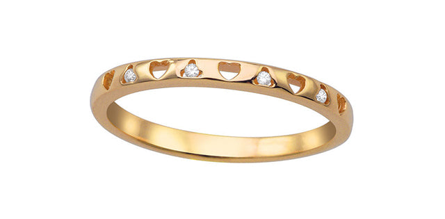 0.02 ct T.W. Heart Indent Yellow Gold Ladies Ring