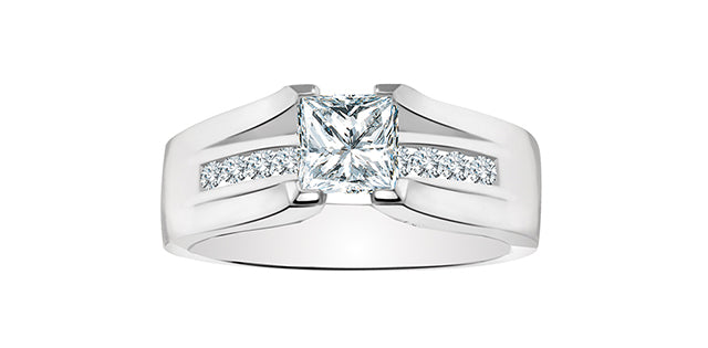 0.50 ct T.W.-14K White Gold Princess Cut Split Shank Engagement Ring