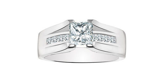 0.50 ct T.W.-14K White Gold Princess Cut Split Shank Engagement Ring