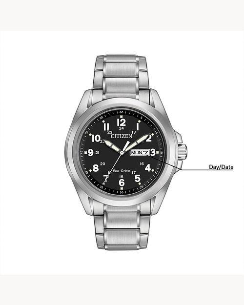 Citizen Eco-Drive Garrison  Silver-Tone Watch ( Model AW0050-82E)