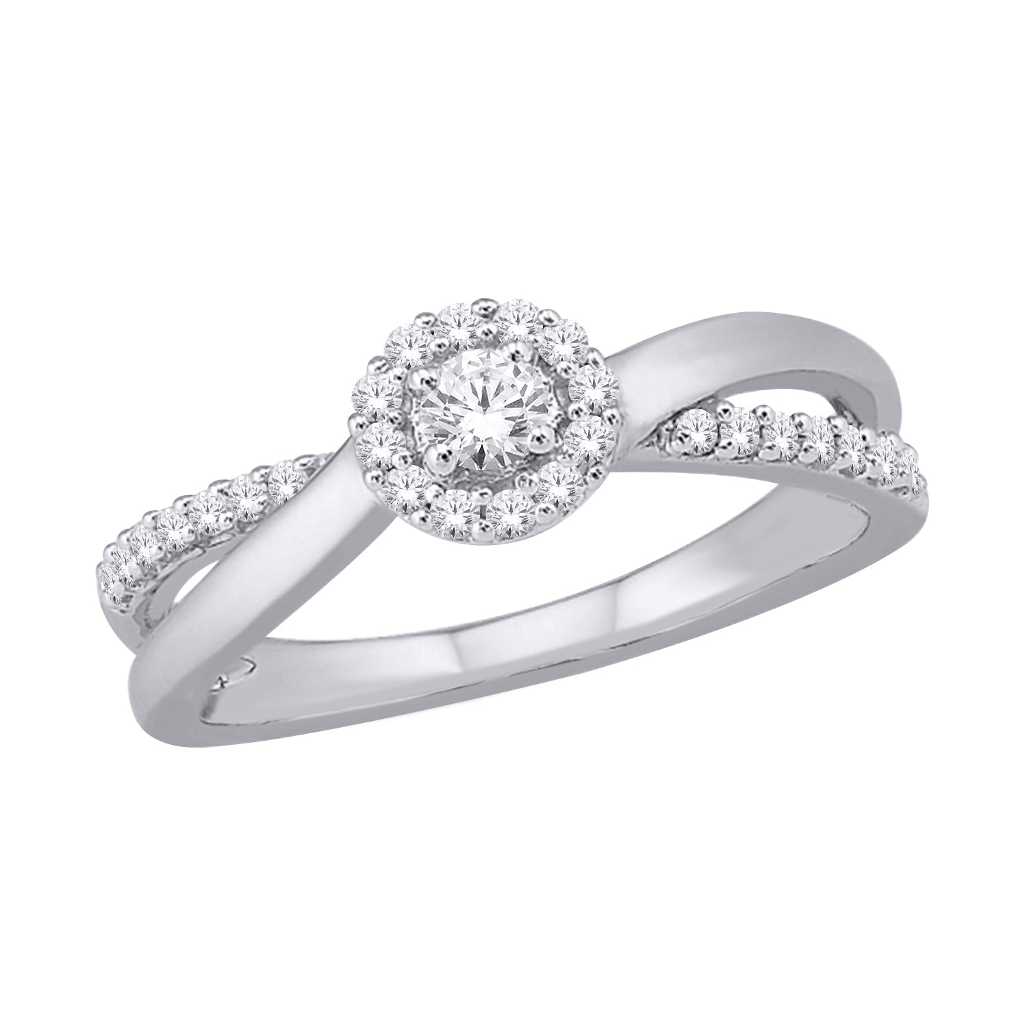 0.25 ct T.W.-10K White Gold Diamond Crossover Ring