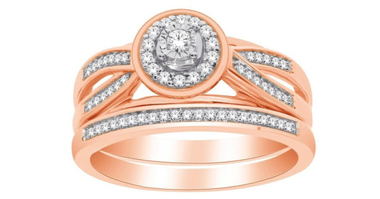 0.25 ct T.W.-10K Rose Gold Diamond Split Shank Bridal Set