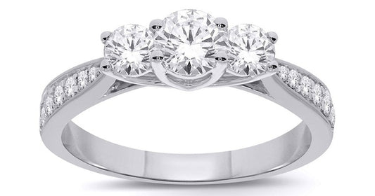 0.70 ct T.W.-14K White Gold Diamond 3-stone Engagement Ring