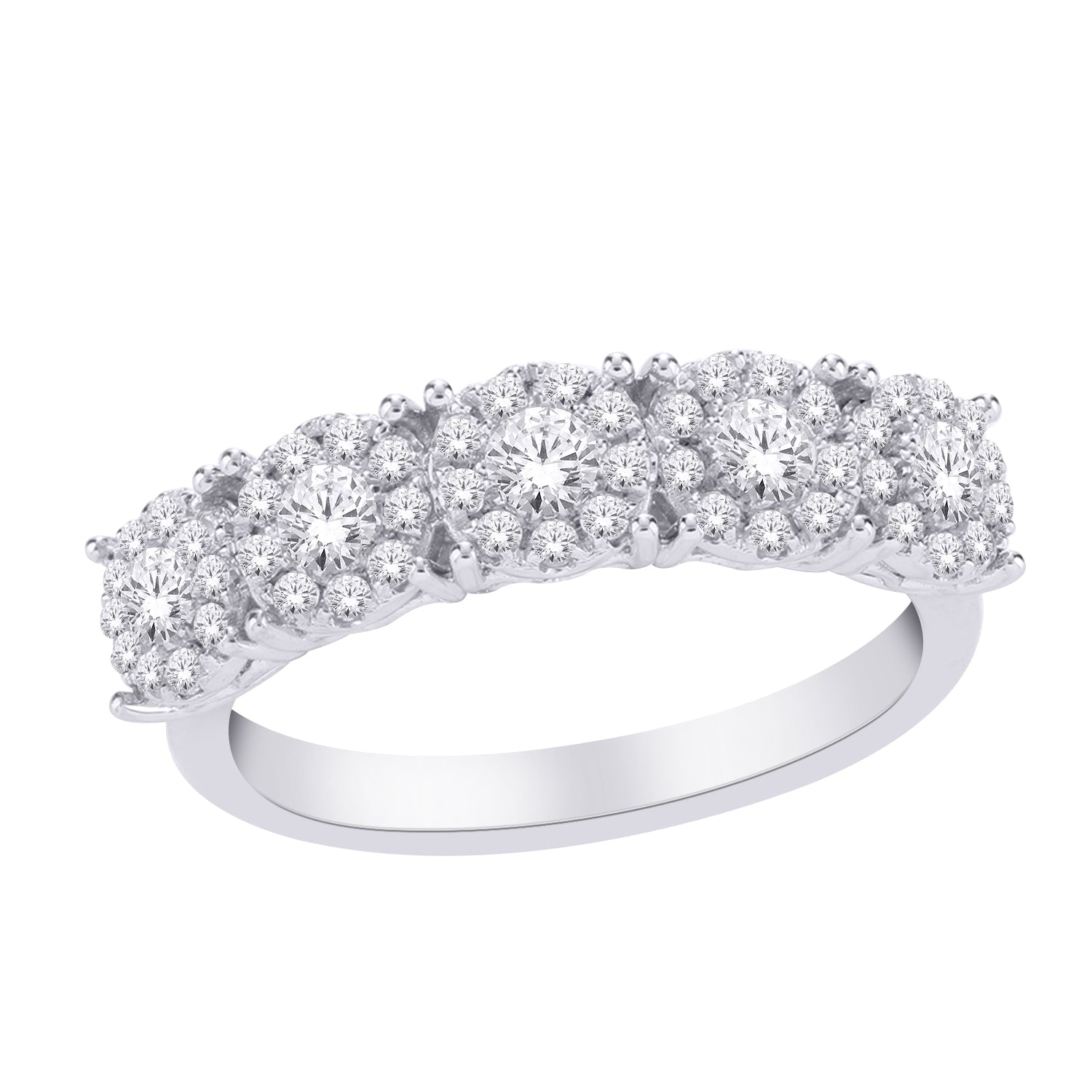 0.75 ct T.W.-10K White Gold Diamond Floral Cluster Anniversary Band