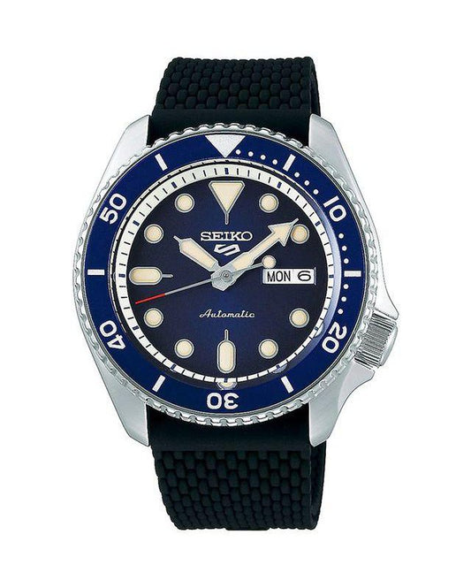 Seiko Men's Automatic Watch with Silicone Strap Blue Dial SRPD71K2