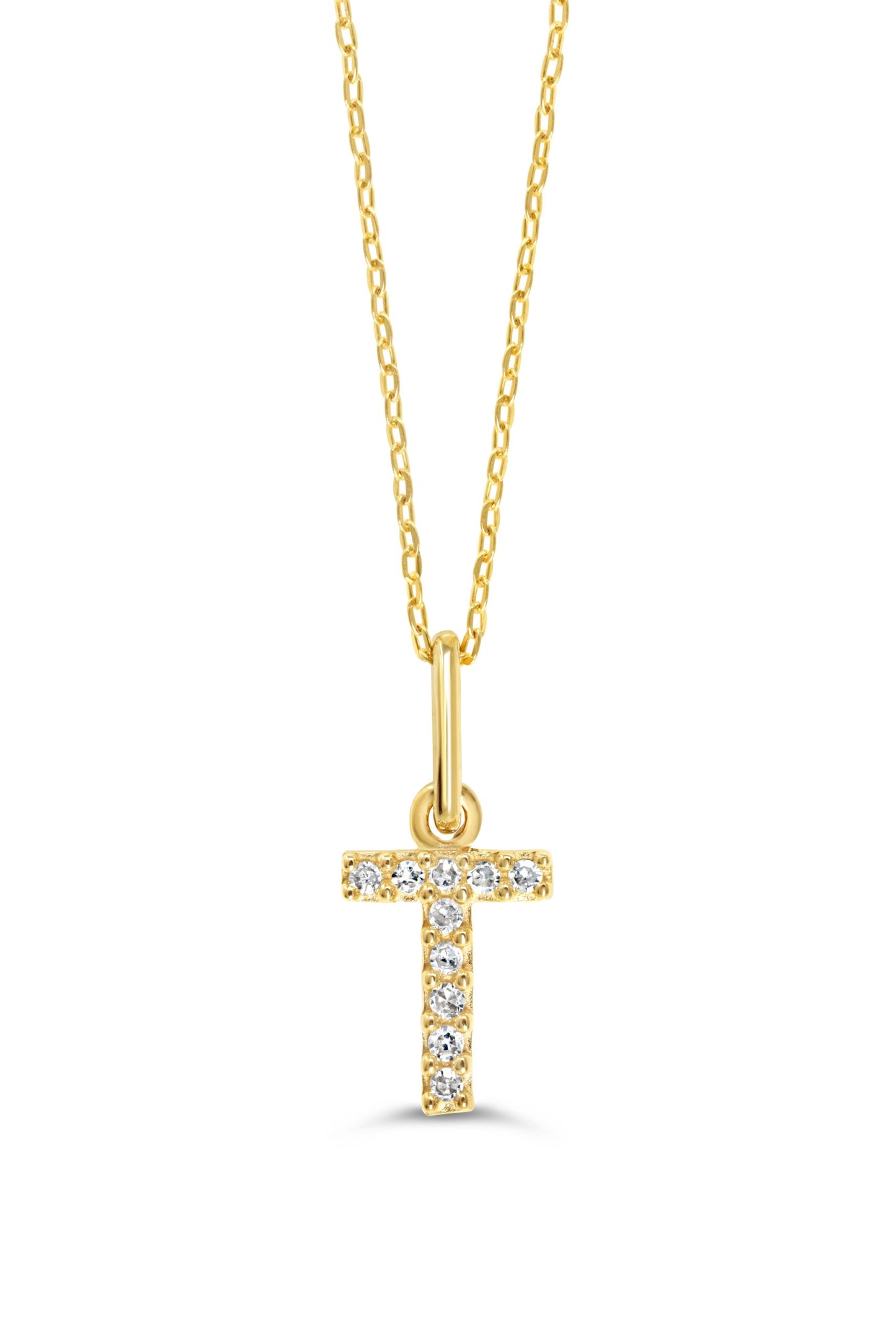 0.05 ct T.W. Diamonds "T" Initial Pendant in 10K Yellow Gold