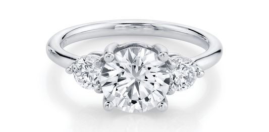 1.26 ct T.W.-18K White Gold Round Lab Diamond 3-stone Engagement Ring-