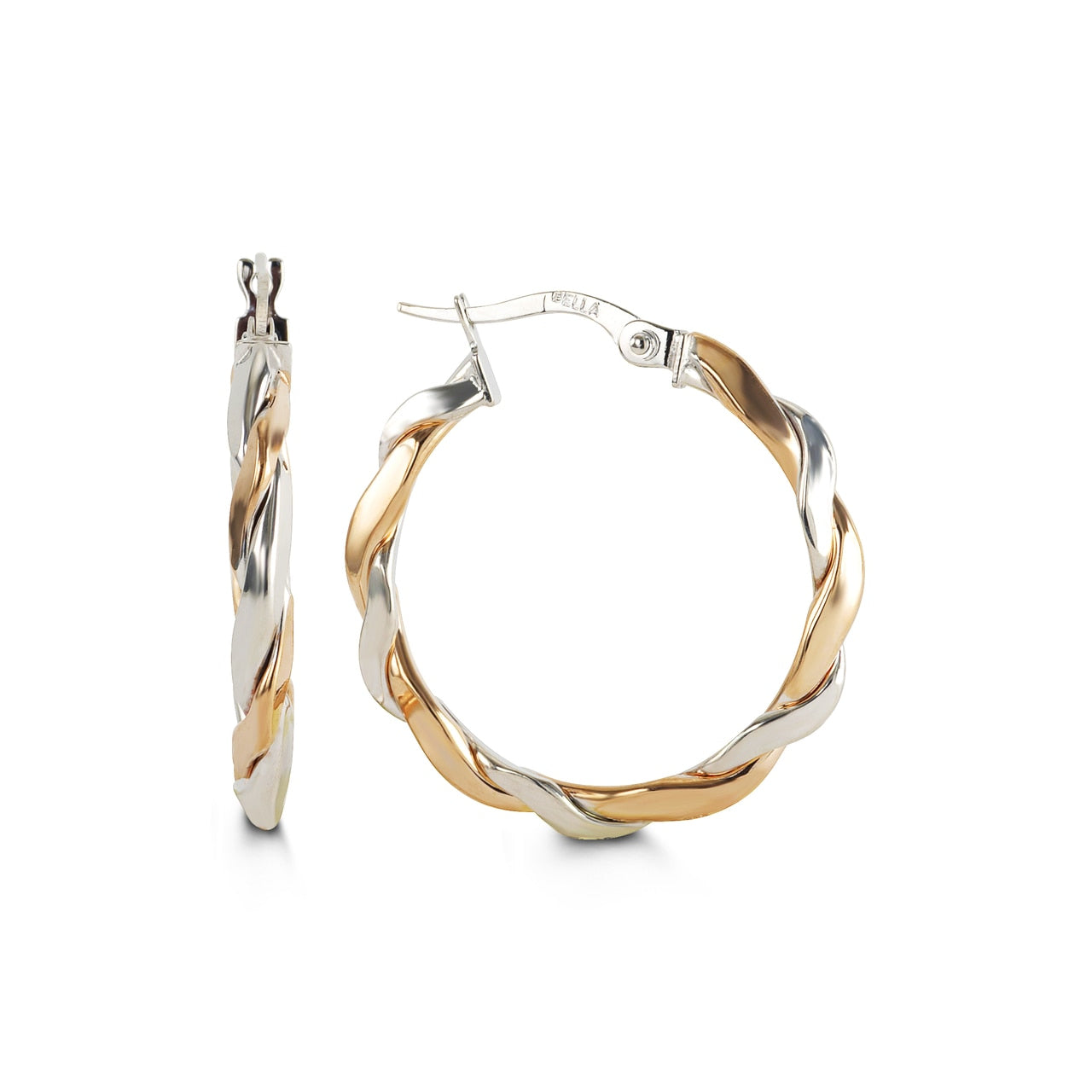 White & Rose Gold Twist Hoops