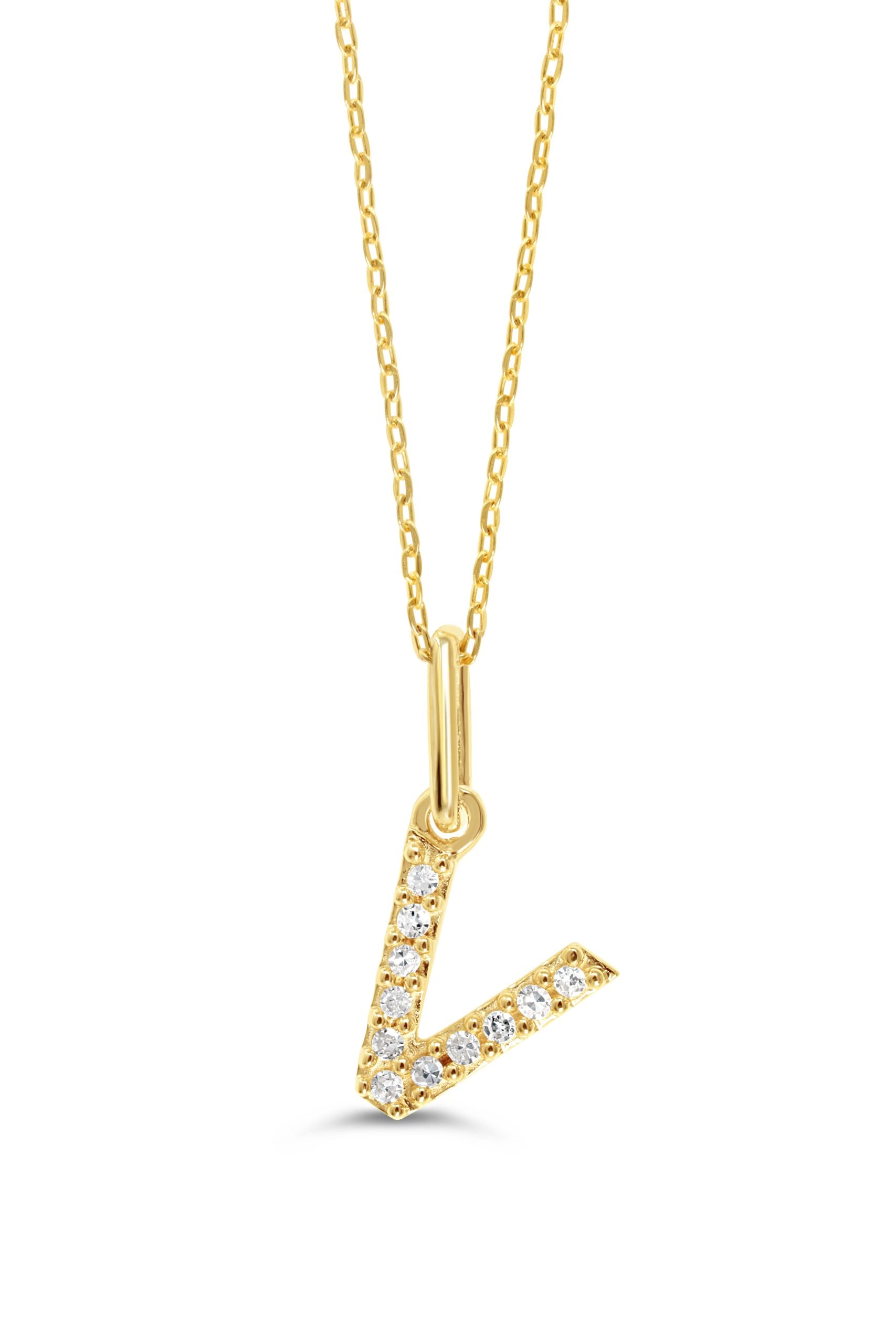 0.05 ct T.W. Diamonds "V" Initial Pendant in 10K Gold