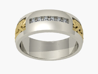 0.18 ct T.W. Chevron Domed Two Tone Gold Wedding Band