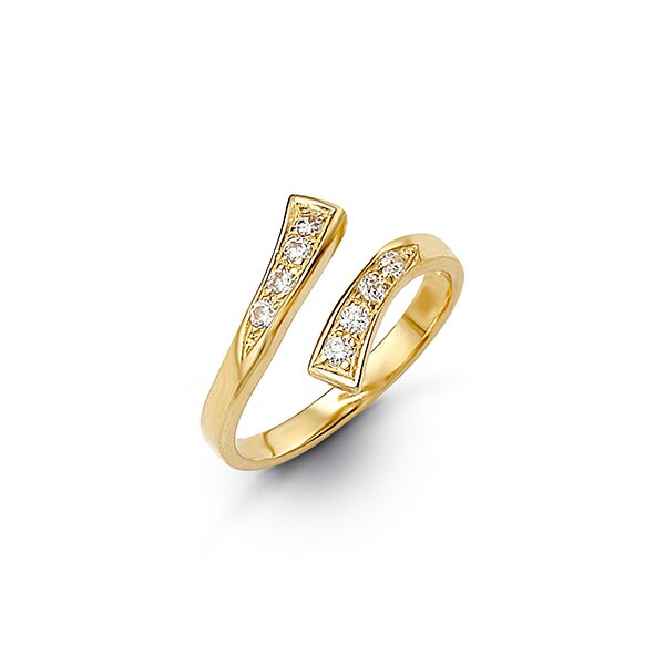 CZ Bypass Adjustable Toe Ring in Yellow Gold