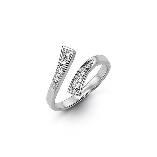 CZ Bypass Adjustable Toe Ring in White Gold