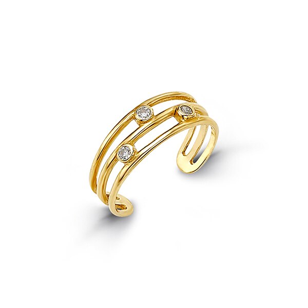 CZ Bezel Adjustable Toe Ring in Yellow Gold