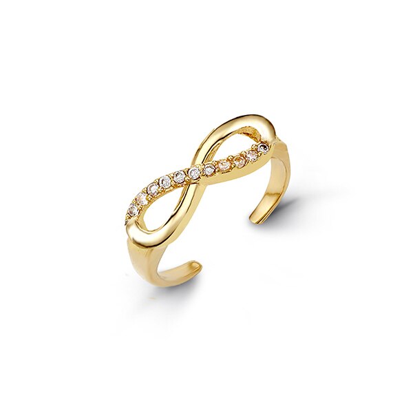 CZ Inifinity Adjustable Toe Ring in Yellow Gold