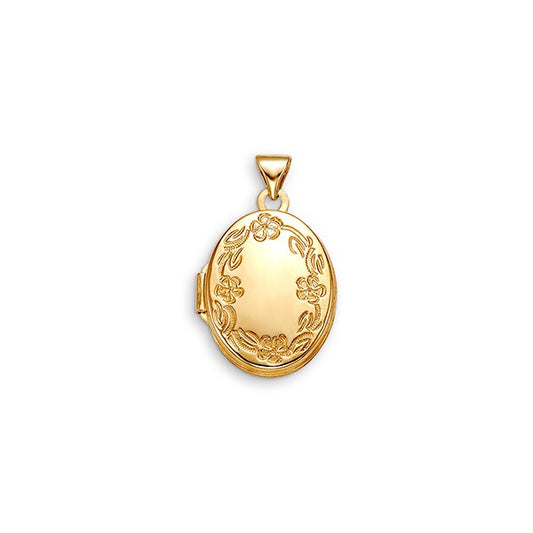 Oval Scroll Floral Locket in 10K Yellow Gold