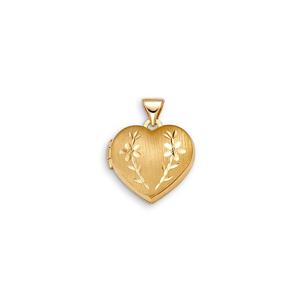 Floral Heart Locket in 10K Yellow Gold