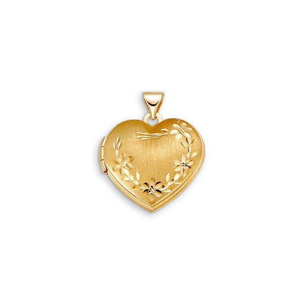 Heart Floral Locket in 1oK Yellow Gold