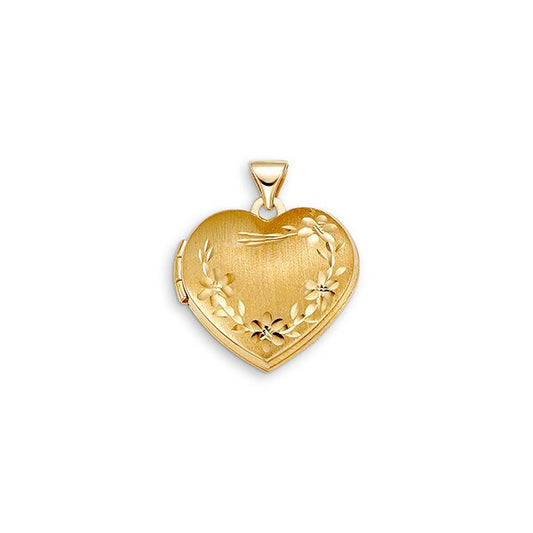 Heart Floral Locket in 1oK Yellow Gold