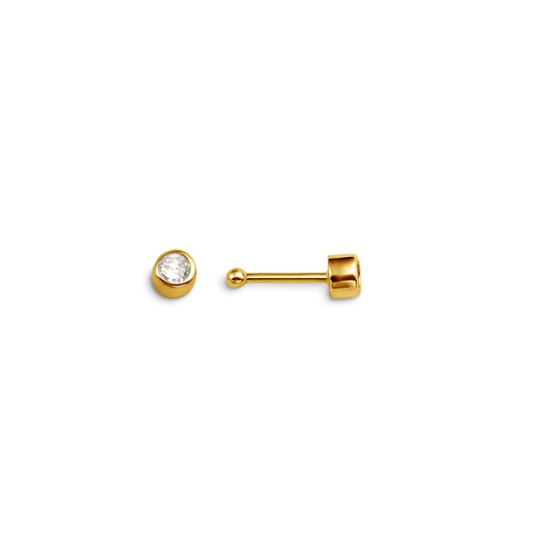 CZ Bezel Nose Stud Bone Pin in 14K Yellow Gold