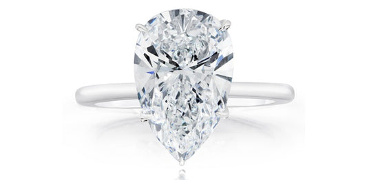 1.00 ct T.W.-14K White Gold Lab Pear Diamond Solitaire Cathedral Engagement Ring-