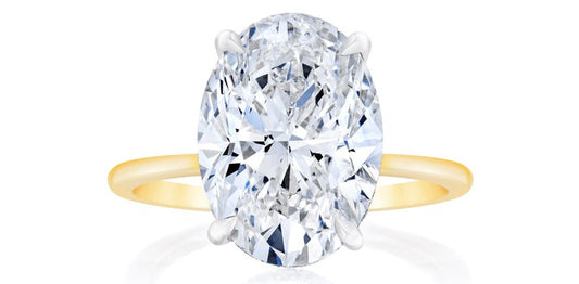 1.00 ct T.W.-14K Yellow Gold Lab Oval Dimond Solitaire Engagement Ring-