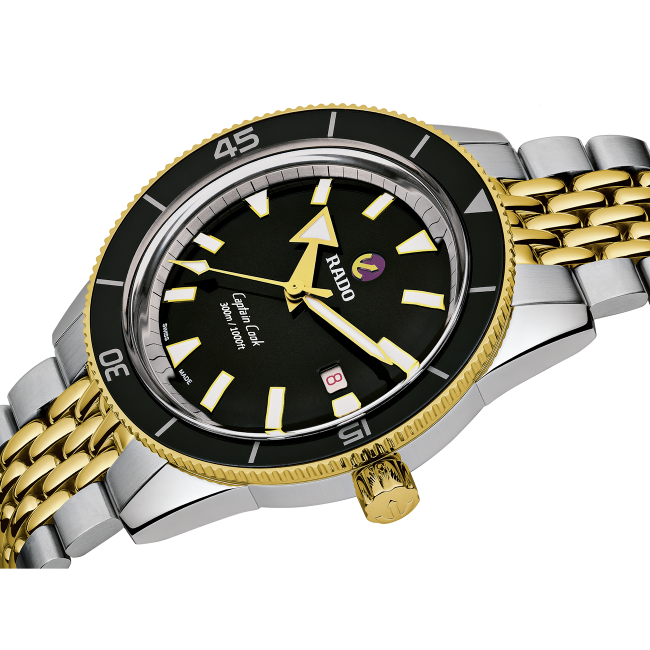 Rado Captain Cook Automatic Black Dial Two-tone Band- R32138153