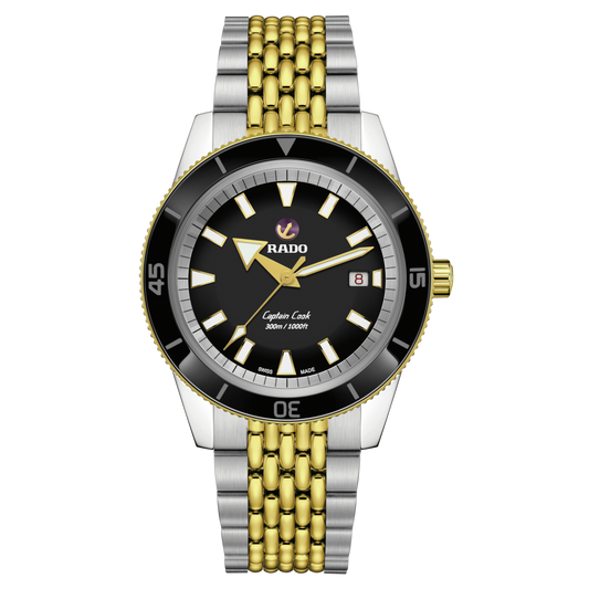 Rado Captain Cook Automatic Black Dial Two-tone Band- R32138153