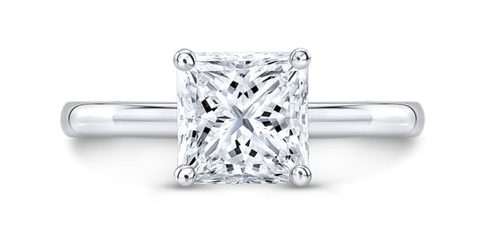 1.50 ct T.W.-14K White Gold Lab Princess Diamond Solitaire Cathedral Engagement Ring-